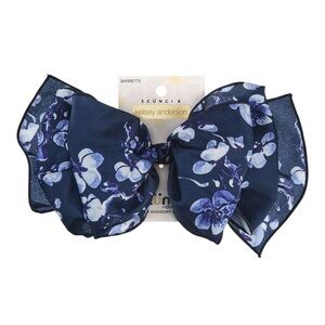 Scunci Hair Clip Bow Barrette Floral Navy & Blue Floral Hair Bow Clip In NWT